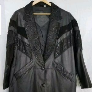 Preston & York Black Leather & Suede Coat